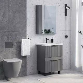 Тумба-умывальник Comforty Лима-60Н2 антрацит с раковиной Como 60